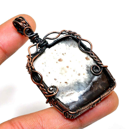 Gaia’s Embrace – Copper-Wrapped Stone Pendant