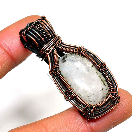 Ethereal Shield – Raw Quartz Black Wire Pendant