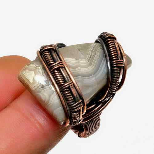 Tranquil Strata – Banded Agate Copper Ring