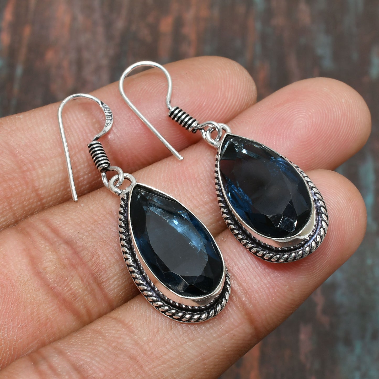 Tranquil Tide – Blue Gemstone Teardrop Earrings