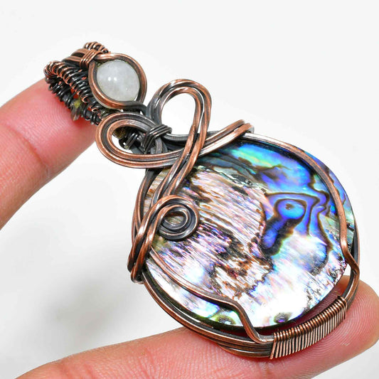 Ocean’s Embrace – Abalone Copper Pendant
