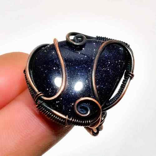 Celestial Radiance – Goldstone & Copper Pendant
