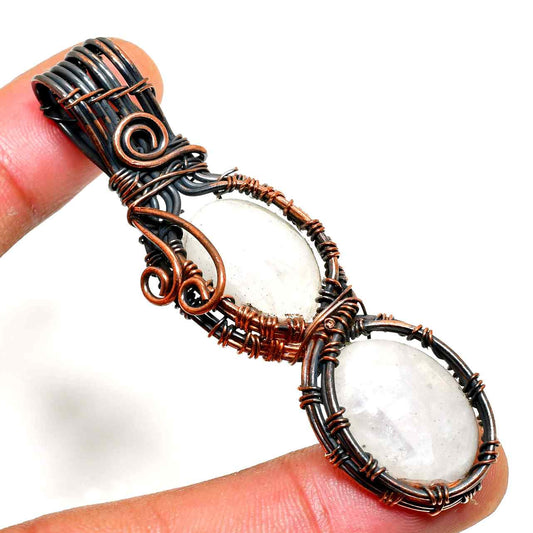 Luna’s Whisper – Oxidized Copper Moonstone Pendant