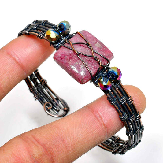 Amara’s Harmony – Rhodonite Wire-Wrapped Bracelet