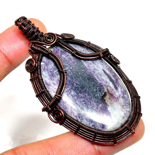 Ezra’s Veil – Amethyst & Copper Pendant