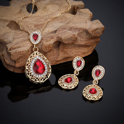 Vintage Crystal Drop Earrings and Necklace Set
