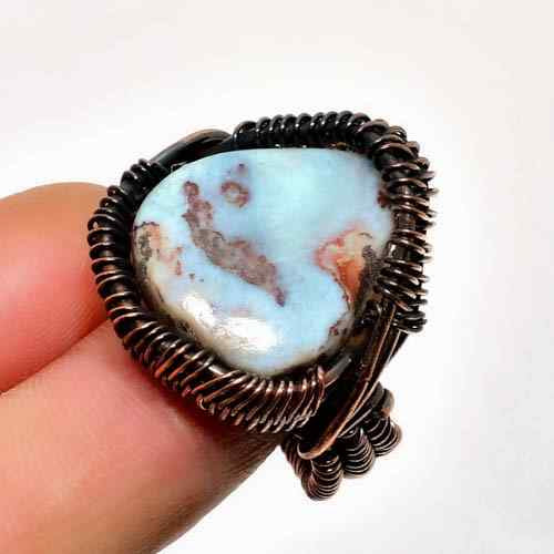 Tranquil Tide – Larimar Copper Ring