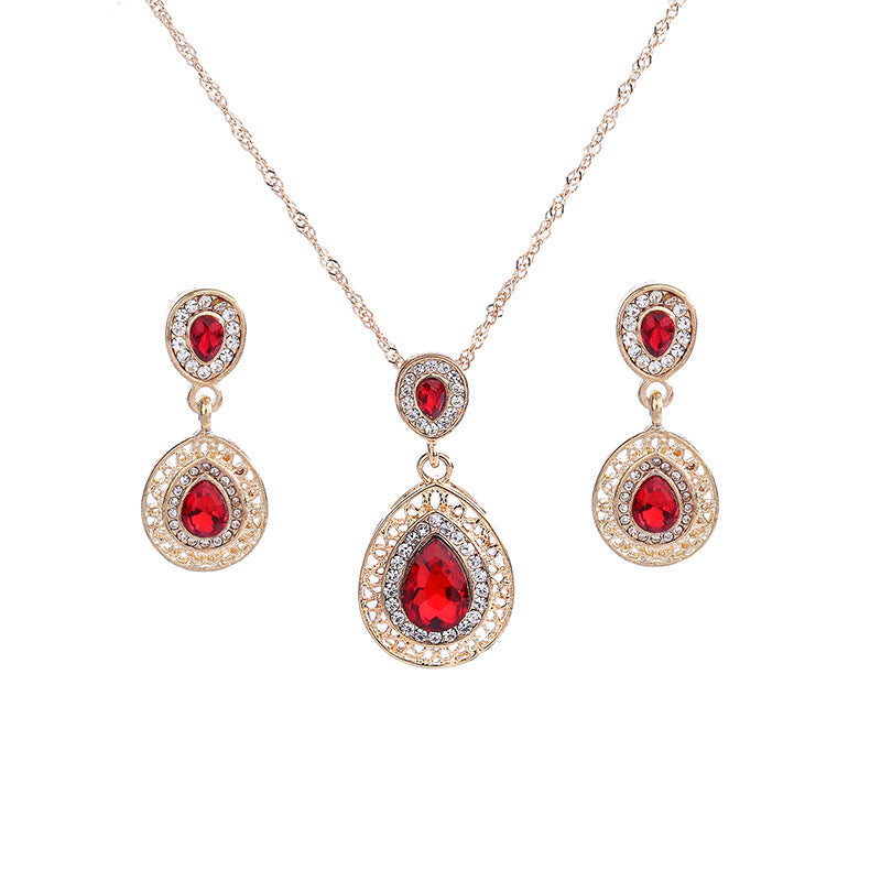 Vintage Crystal Drop Earrings and Necklace Set