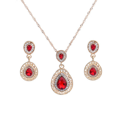 Vintage Crystal Drop Earrings and Necklace Set