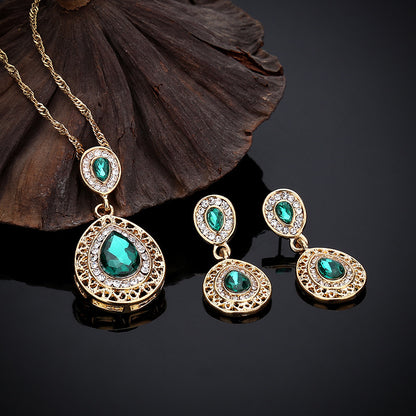 Vintage Crystal Drop Earrings and Necklace Set