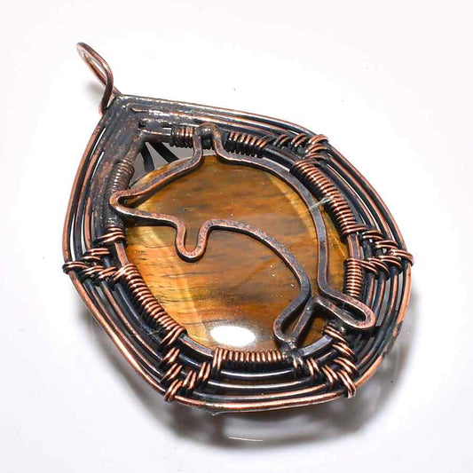 Tiger’s Roar – Copper-Wrapped Tiger’s Eye Pendant