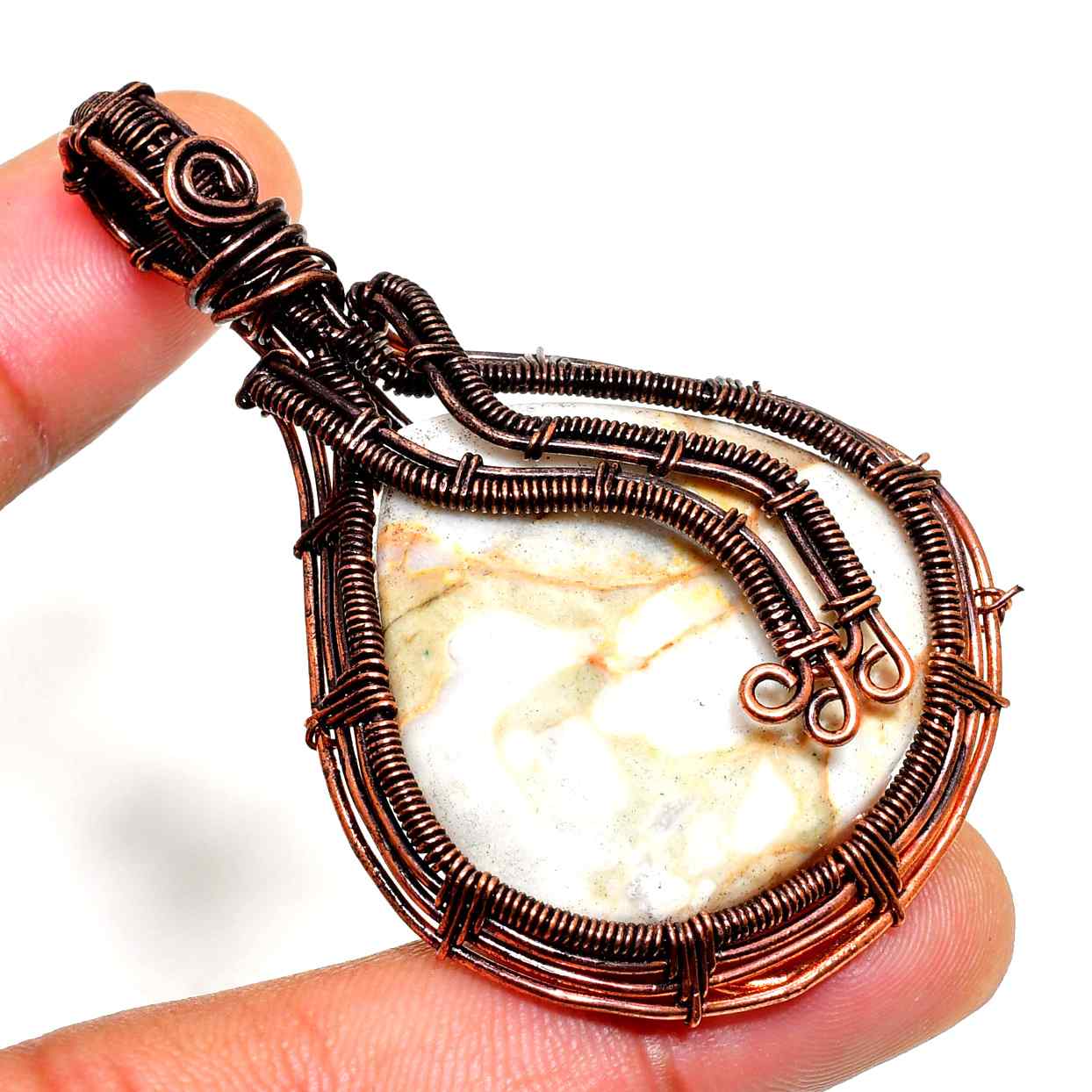 Gaia’s Embrace – Copper-Wrapped Natural Stone Pendant