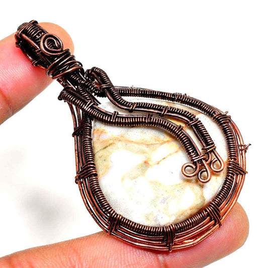 Gaia’s Embrace – Copper-Wrapped Natural Stone Pendant