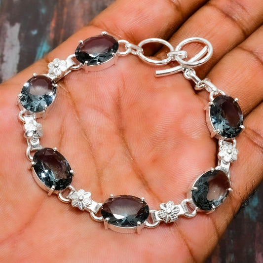 Passion Petals – Garnet & Silver Bracelet
