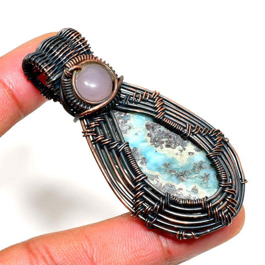 Gaia’s Harmony – Copper Wire & Natural Stone Pendant