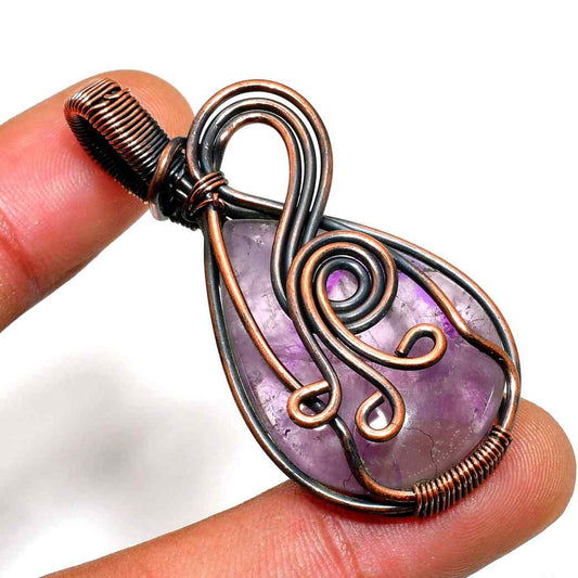 Ezra’s Veil – Oxidized Copper Amethyst Pendant