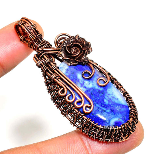 Marina’s Whisper – Blue Gemstone Copper Pendant