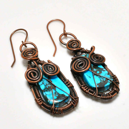 Azure Embrace – Turquoise & Copper Earrings
