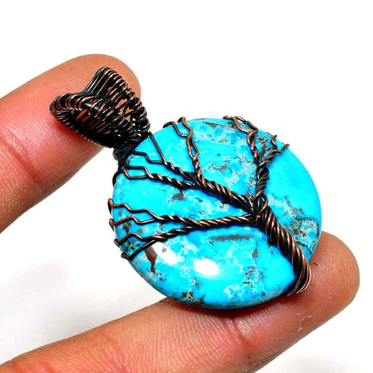 Harmonic Roots – Turquoise Tree of Life Pendant
