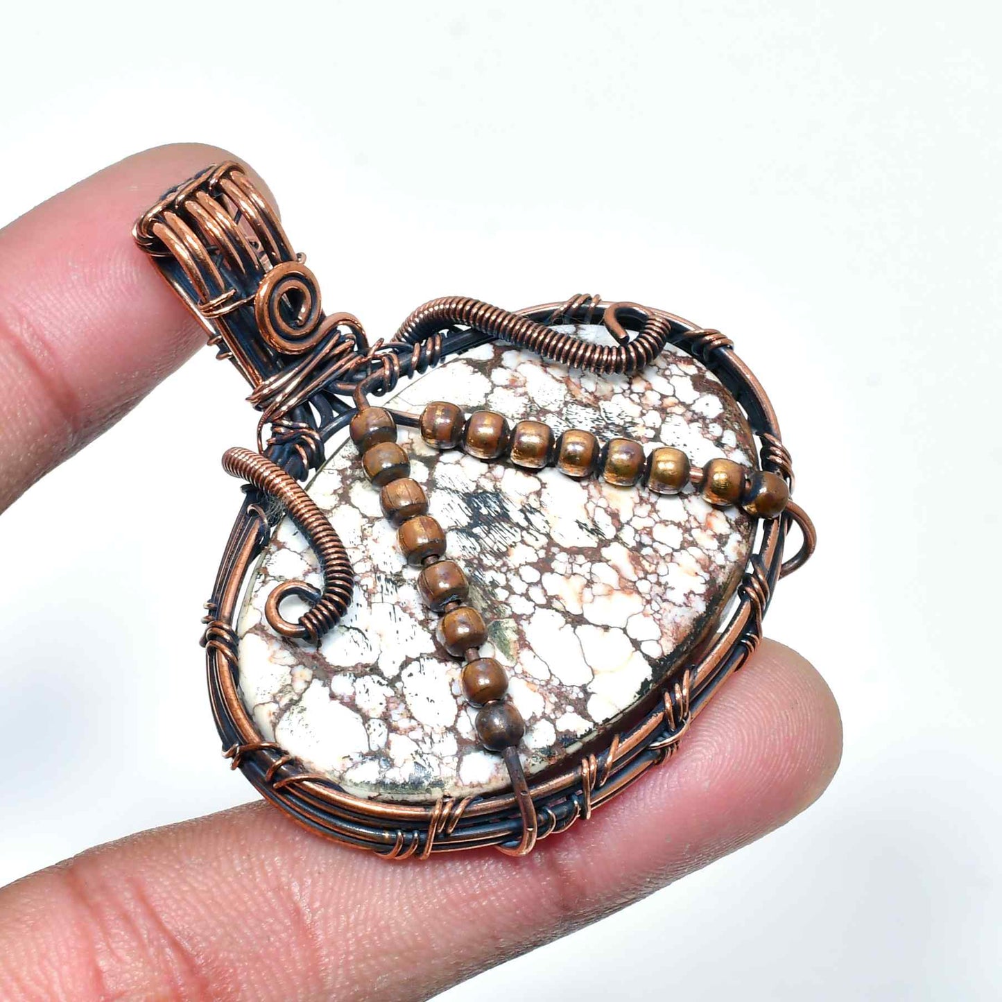 Gaia’s Embrace – Copper-Wrapped Natural Stone Pendant