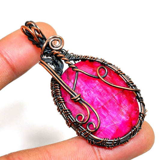 Ruby’s Embrace – Copper-Wrapped Ruby Pendant