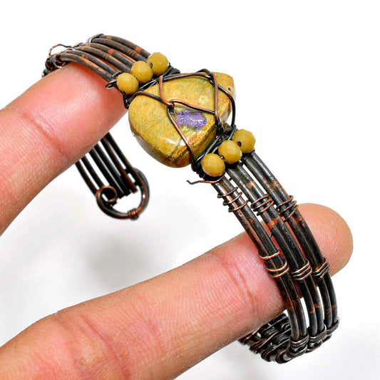 Gaia’s Embrace – Jasper Wire-Wrap Bracelet