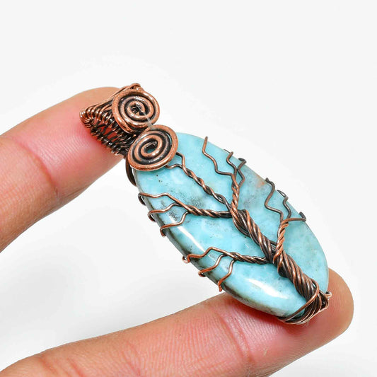 Celestial Arbor – Blue Stone Copper Pendant
