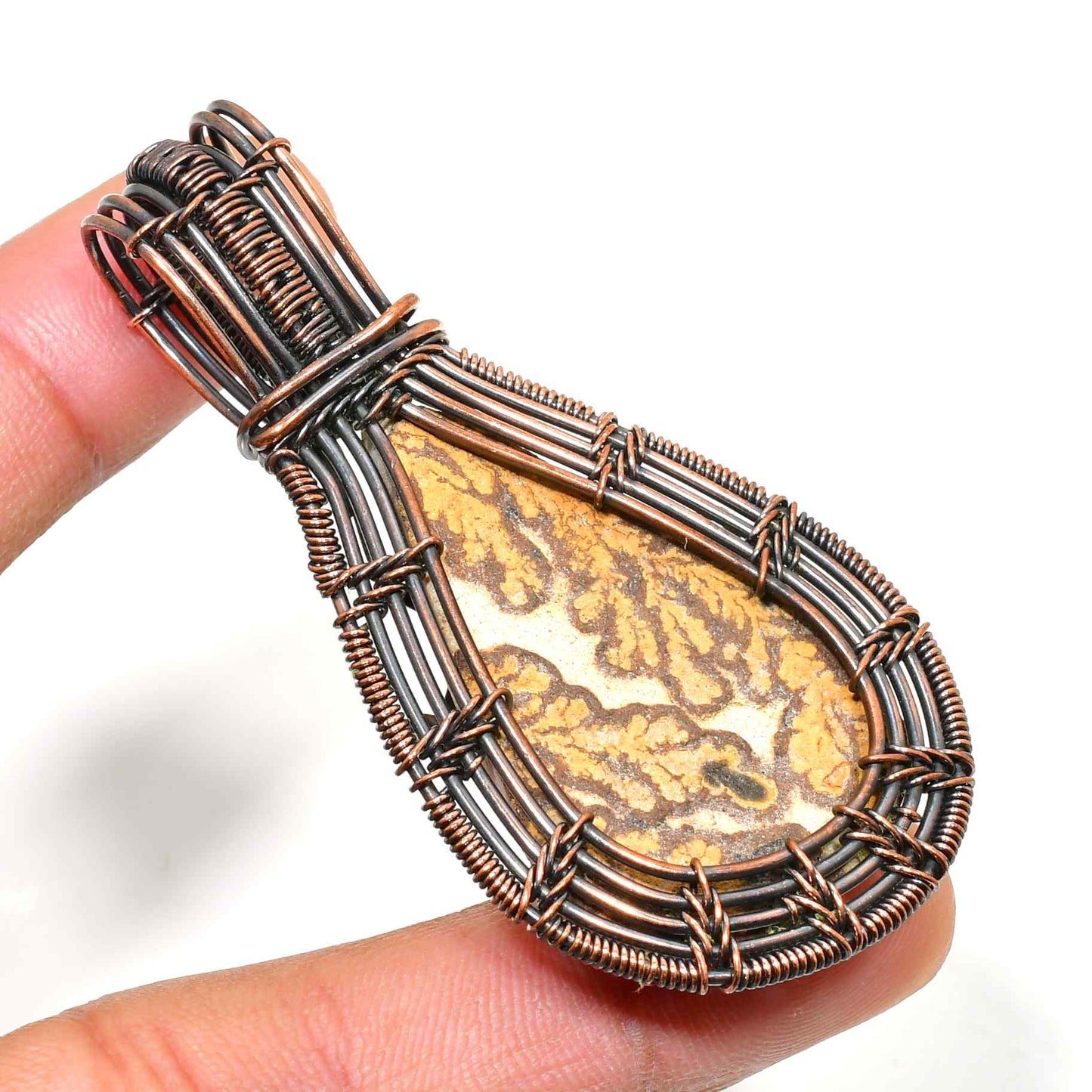 Gaia’s Embrace – Hand-Wrapped Copper Stone Pendant