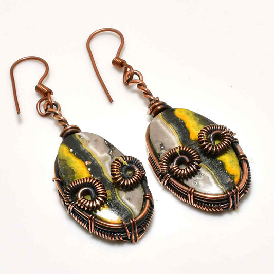 Ember’s Embrace – Copper-Wrapped Earthstone Earrings