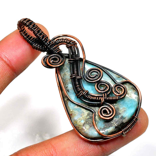 Tranquil Tide – Aquamarine Copper Pendant