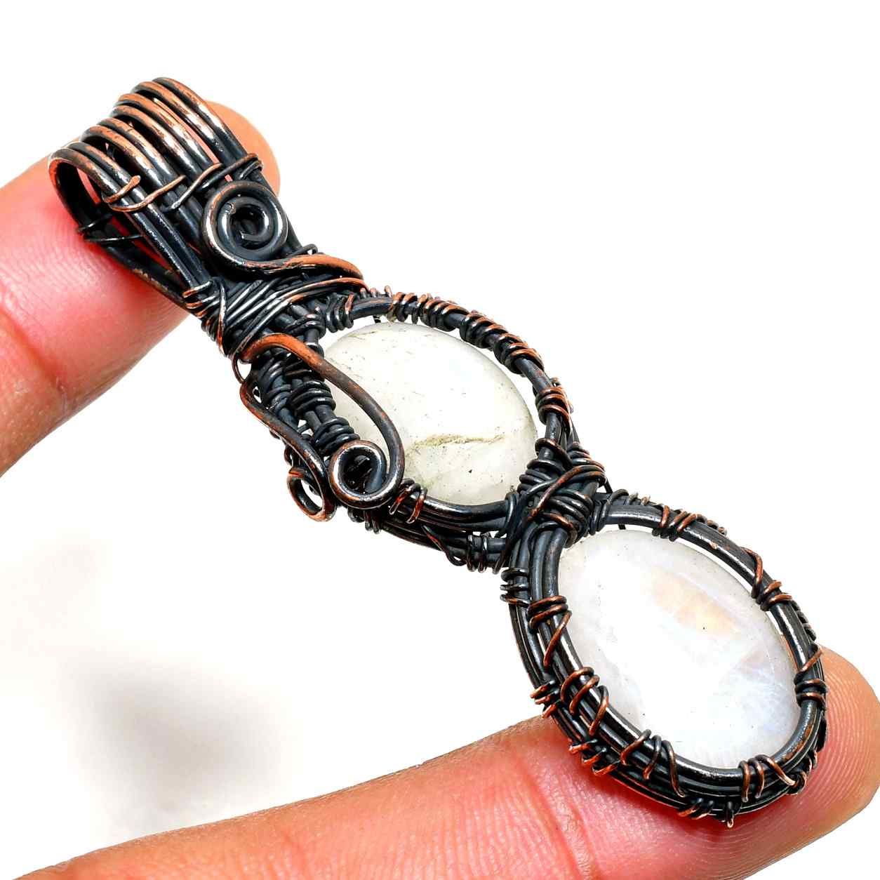 Moonlit Harmony – Moonstone & Copper Pendant