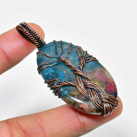 Gaia’s Tree – Copper & Gemstone Pendant