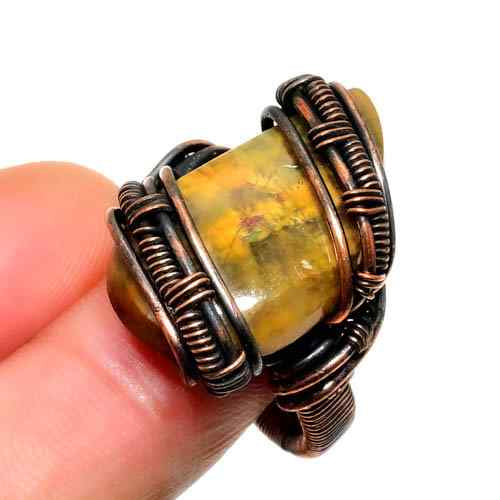 Ember’s Embrace – Yellow Jasper Copper Ring
