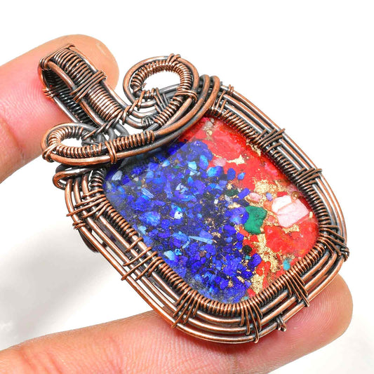 Radiant Harmony – Copper-Wrapped Lapis Lazuli Pendant