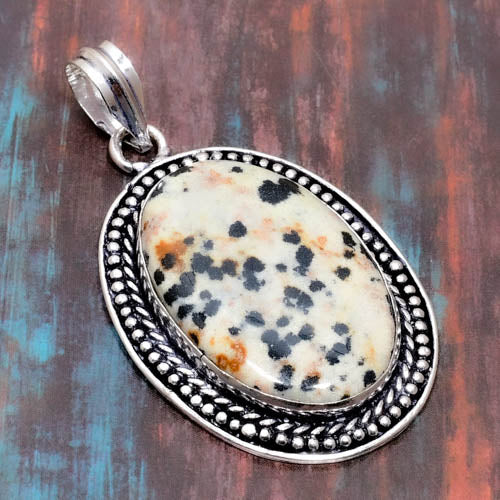 Playful Paws – Sterling Silver Dalmatian Jasper Pendant