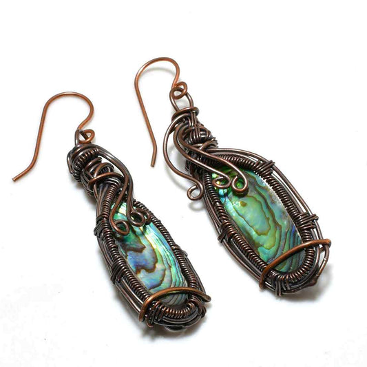 Ocean’s Whisper – Abalone Copper Earrings