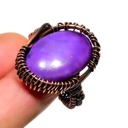 Ezra’s Veil – Oxidized Copper & Amethyst Ring