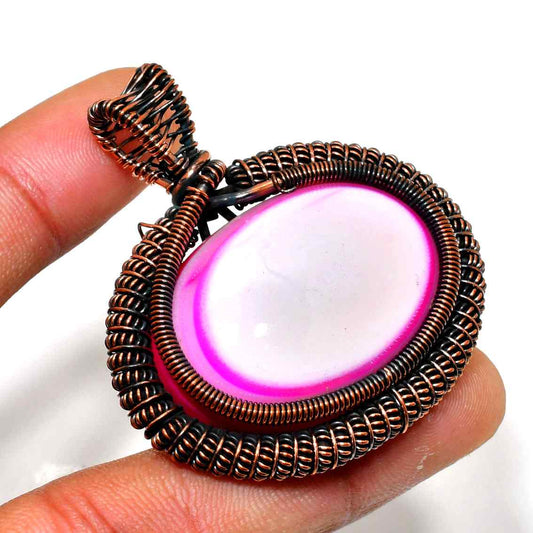Ember’s Embrace – Pink Agate Copper Pendant