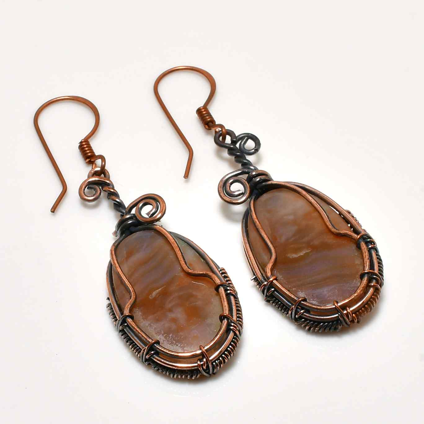 Gaia’s Embrace – Copper-Wrapped Agate Earrings