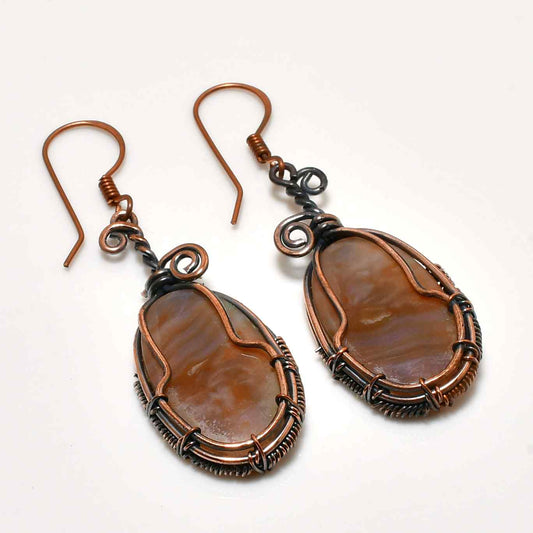 Gaia’s Embrace – Copper-Wrapped Agate Earrings