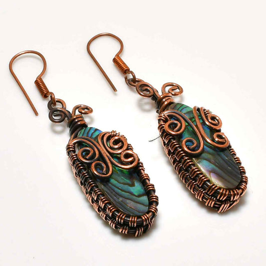 Ocean’s Whisper – Abalone Copper Earrings