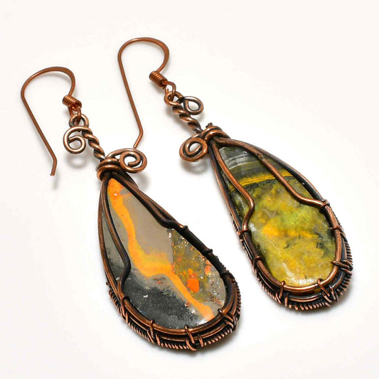 Orchid’s Embrace – Oxidized Copper Earthstone Earrings