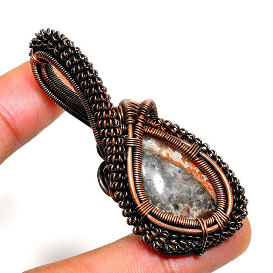 Mountain Whisper – Oxidized Copper Agate Pendant