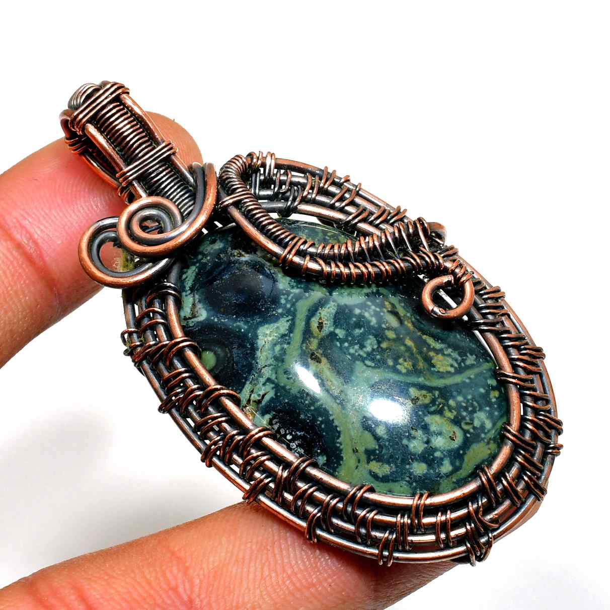 Earthbound Grace – Copper-Wrapped Stone Pendant