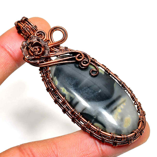 Luna’s Harmony – Oxidized Copper & Stone Pendant