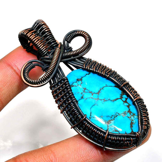 Indigo Whisper – Turquoise Copper Pendant