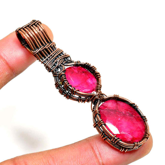 Radiant Ruby Duo – Ruby & Copper Wire Pendant