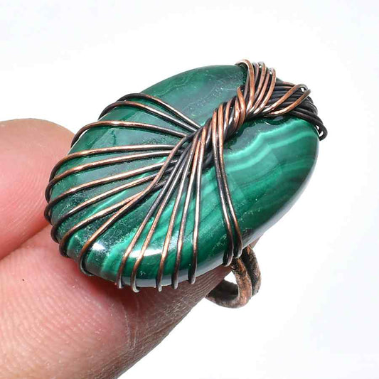 Gaia’s Guard – Malachite Copper Ring