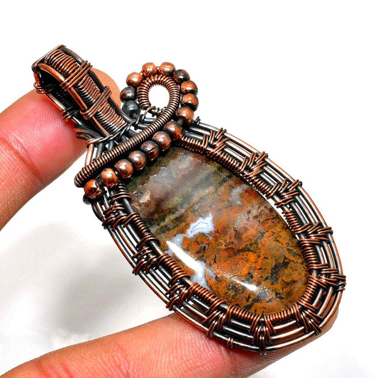 Earthbound Serenity – Jasper & Copper Wire Pendant