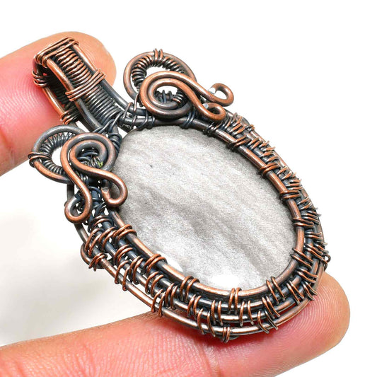 Cascade Whisper – Natural Stone Copper Pendant